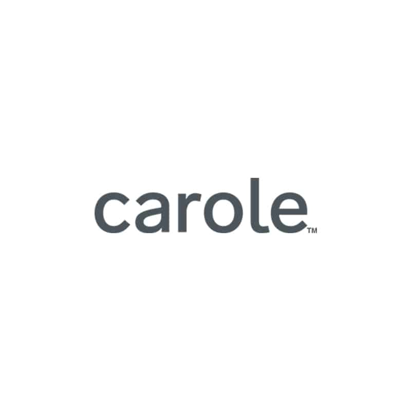 Close-up of Carole brand logo on a plain background, showcasing modern typography and branding design for fashion or beauty products.