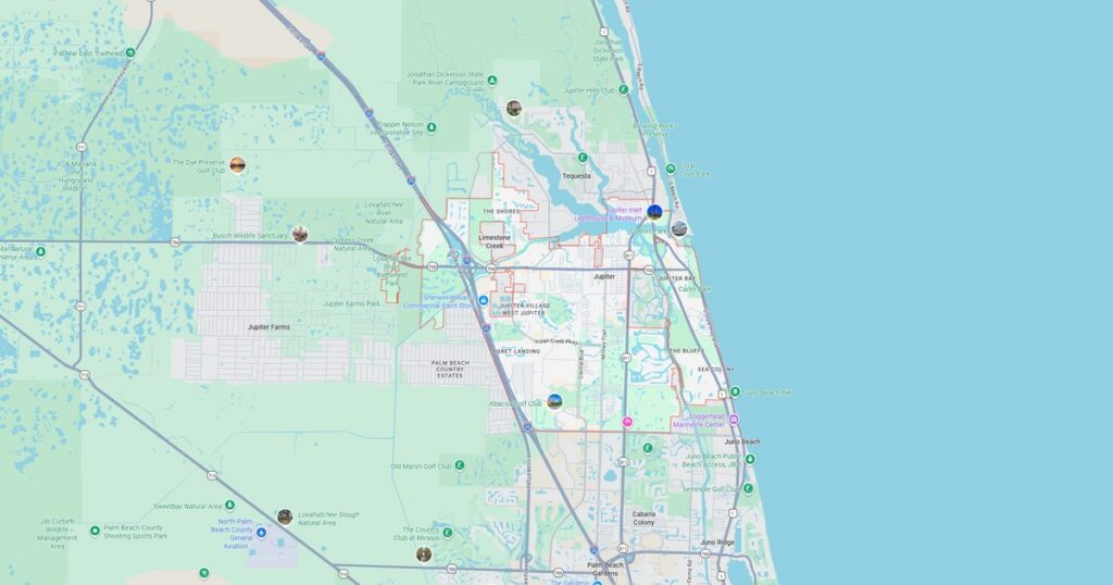 Map of Miami Beach, Florida highlighting popular landmarks, transportation options, and scenic coastal areas.
