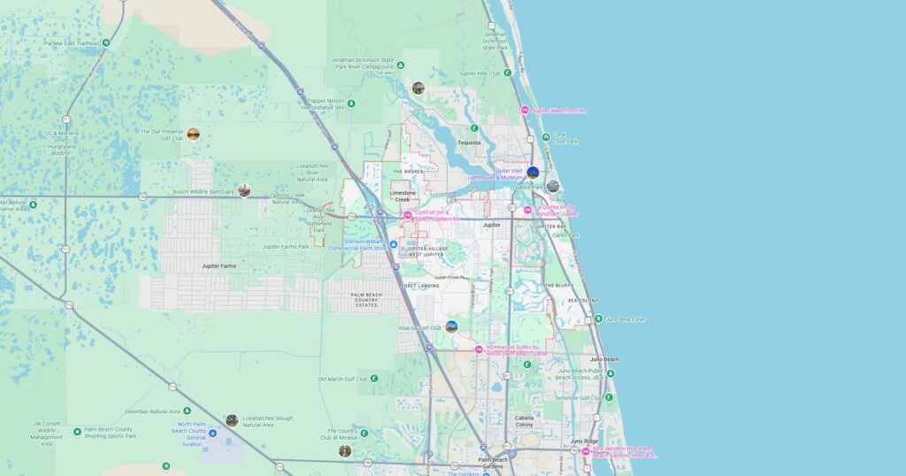 Detailed map highlighting Miami Beach, Florida, including major roads, transit lines, parks, and points of interest.
